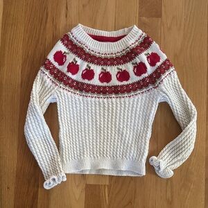 Cozy White and Red 🍎 Patterned Sweater